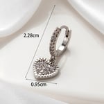 Silver color / 1 Piece Simple Series Classic Heart Copper Silver Color Material Zircon Women's Dangle Earrings Picture2